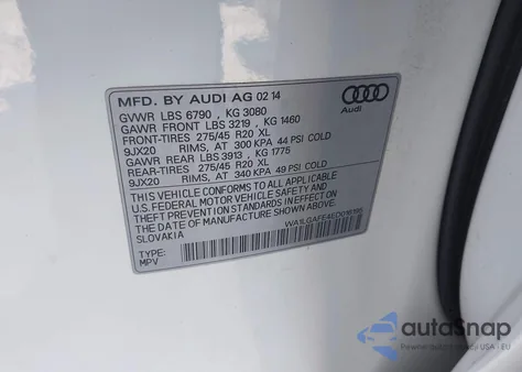 2014 Audi Q7 3.0T Premium из США, поврежденный, VIN WA1LGAFE4ED016195